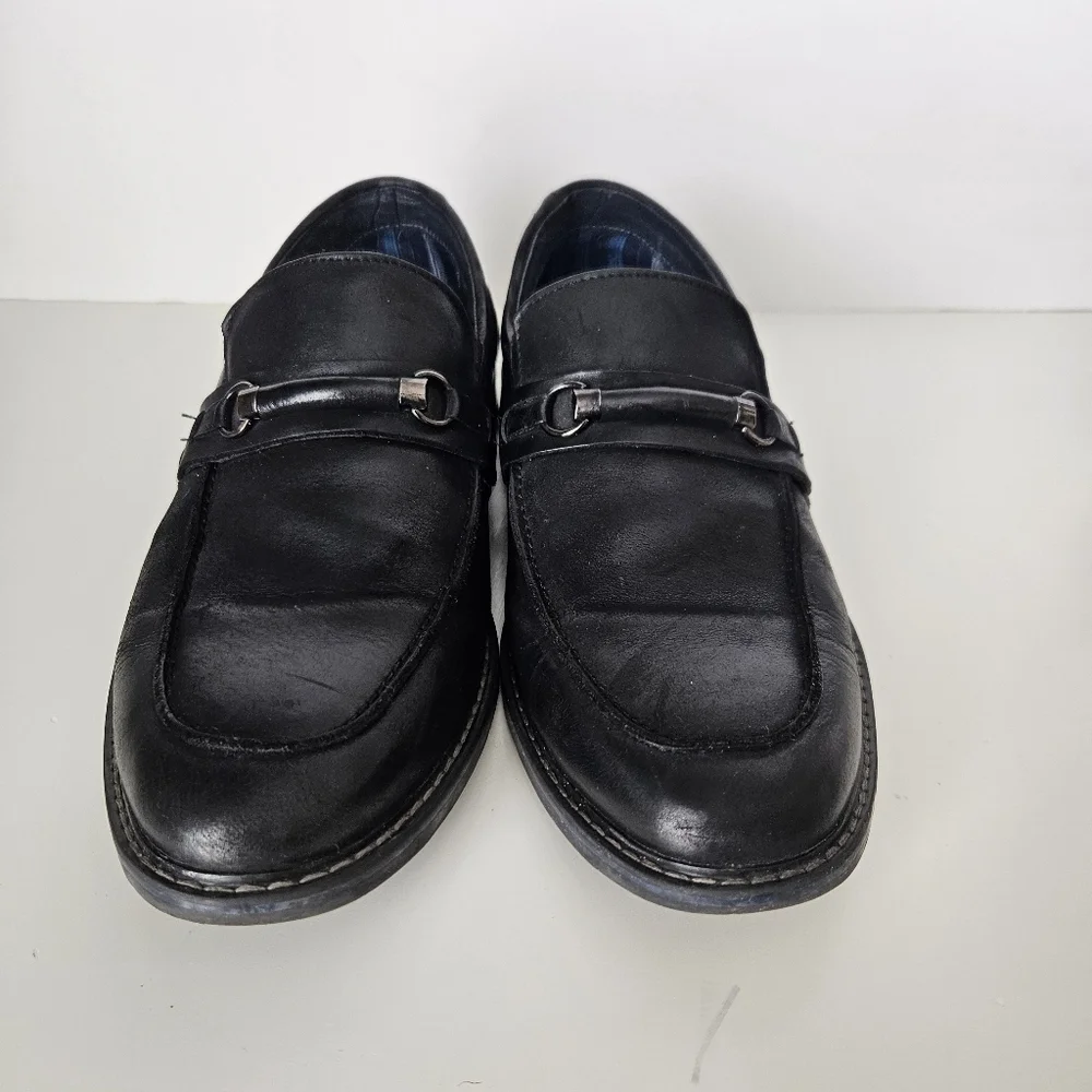 Steve Madden Mens‎ Black Leather Slip On Loafers Sz 11